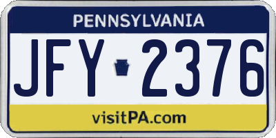 PA license plate JFY2376