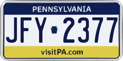 PA license plate JFY2377