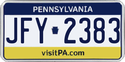 PA license plate JFY2383