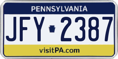 PA license plate JFY2387