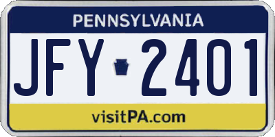 PA license plate JFY2401