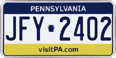 PA license plate JFY2402