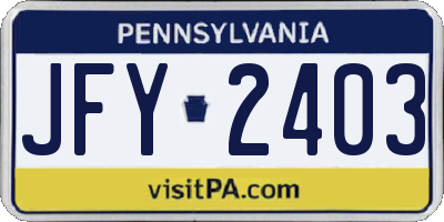 PA license plate JFY2403