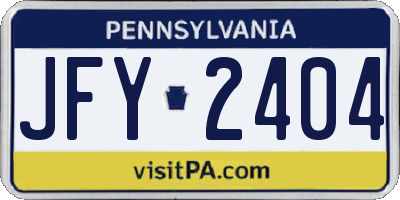 PA license plate JFY2404