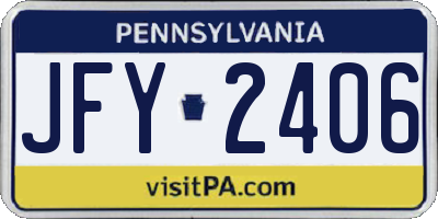 PA license plate JFY2406