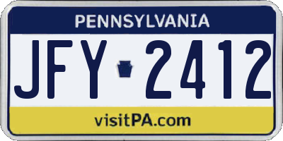 PA license plate JFY2412