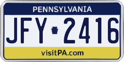 PA license plate JFY2416