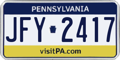 PA license plate JFY2417