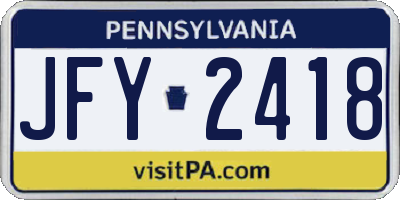 PA license plate JFY2418