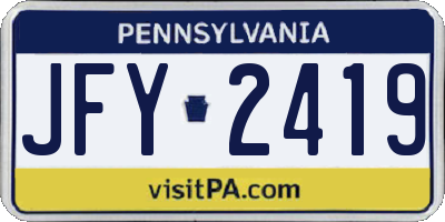 PA license plate JFY2419