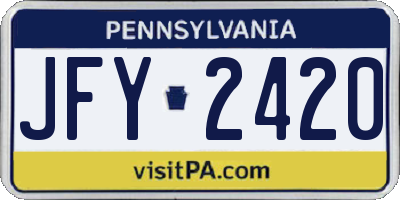 PA license plate JFY2420