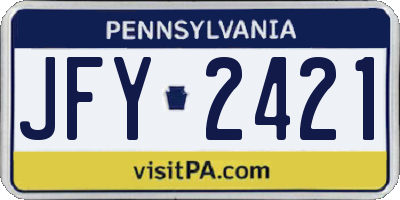 PA license plate JFY2421