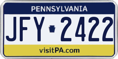 PA license plate JFY2422