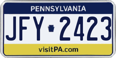 PA license plate JFY2423