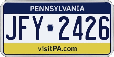 PA license plate JFY2426