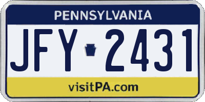 PA license plate JFY2431