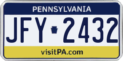 PA license plate JFY2432