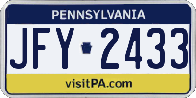 PA license plate JFY2433