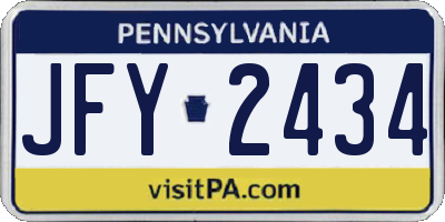 PA license plate JFY2434