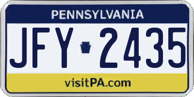PA license plate JFY2435