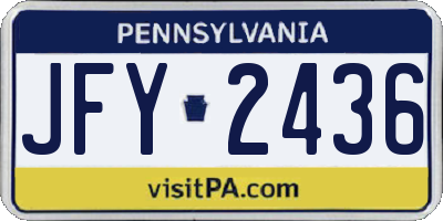 PA license plate JFY2436