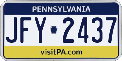 PA license plate JFY2437