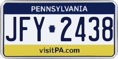 PA license plate JFY2438