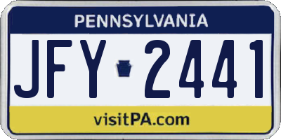 PA license plate JFY2441