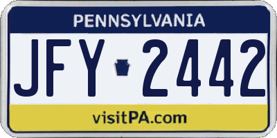 PA license plate JFY2442