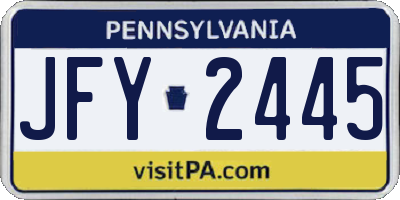 PA license plate JFY2445
