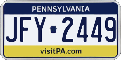 PA license plate JFY2449