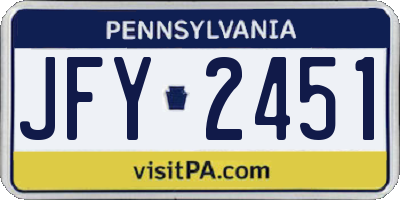 PA license plate JFY2451