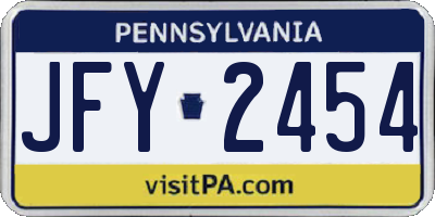 PA license plate JFY2454
