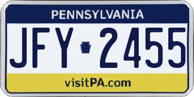 PA license plate JFY2455