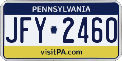 PA license plate JFY2460