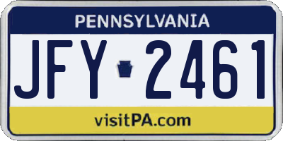 PA license plate JFY2461