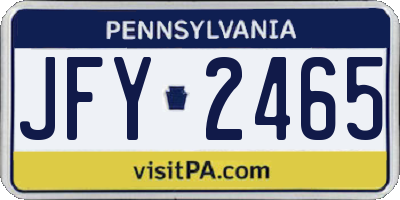 PA license plate JFY2465