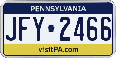PA license plate JFY2466