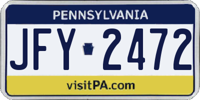 PA license plate JFY2472