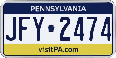 PA license plate JFY2474