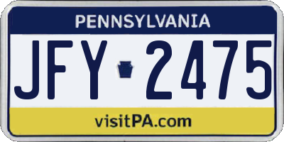 PA license plate JFY2475