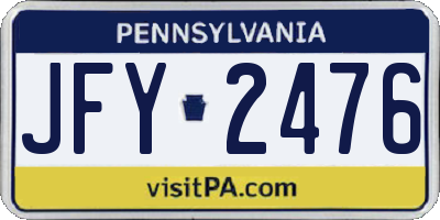 PA license plate JFY2476