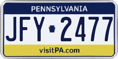 PA license plate JFY2477