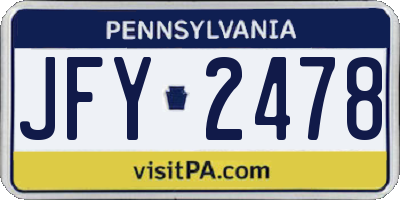 PA license plate JFY2478