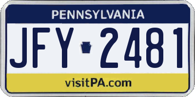 PA license plate JFY2481