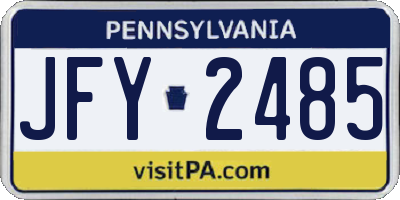 PA license plate JFY2485
