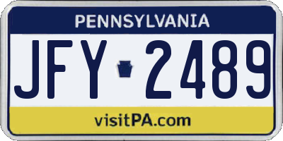 PA license plate JFY2489