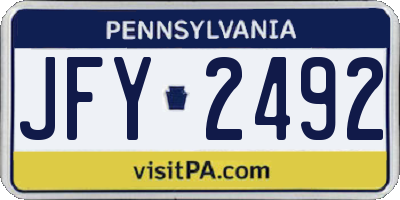 PA license plate JFY2492