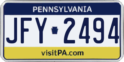 PA license plate JFY2494