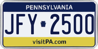 PA license plate JFY2500